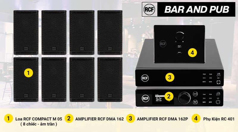 Ảnh minh họa Hệ thống âm thanh nhạc nền RCF cao cấp cho Bar, Pub 1