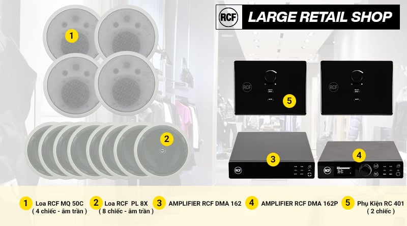 Ảnh minh họa Hệ thống âm thanh nhạc nền RCF cao cấp cho shop, cửa hàng lớn 1