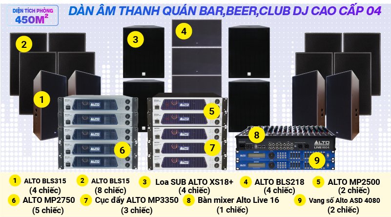 Ảnh minh họa Hệ thống âm thanh quán bar, beer, Club DJ cao cấp 04 (450m2) 1