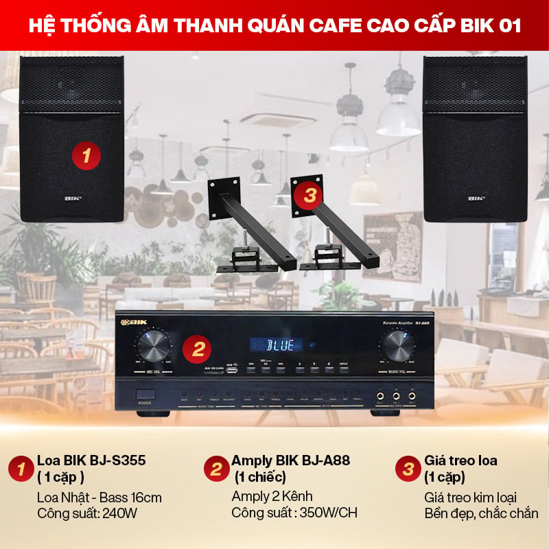 Ảnh minh họa Hệ thống âm thanh Quán cafe cao cấp BIK 01 (30-45m2) 1