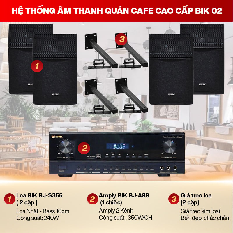 Ảnh minh họa Hệ thống âm thanh Quán cafe cao cấp BIK 02 (50-90m2) 1