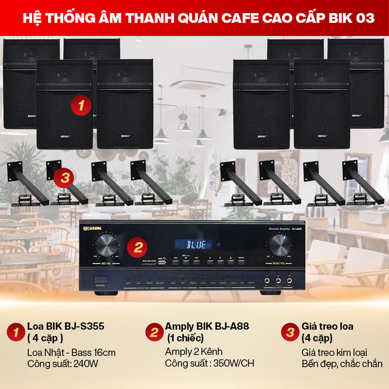 Ảnh minh họa Hệ thống âm thanh Quán cafe cao cấp BIK 03 (150-200m2) 1