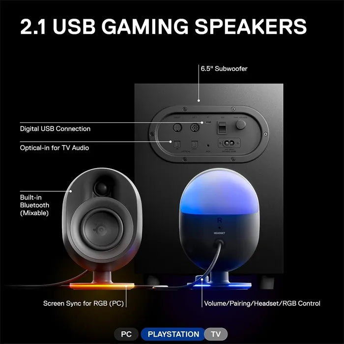 Ảnh minh họa Hệ thống loa chơi game 2.1 SteelSeries Arena 7 với đèn phản hồi 2