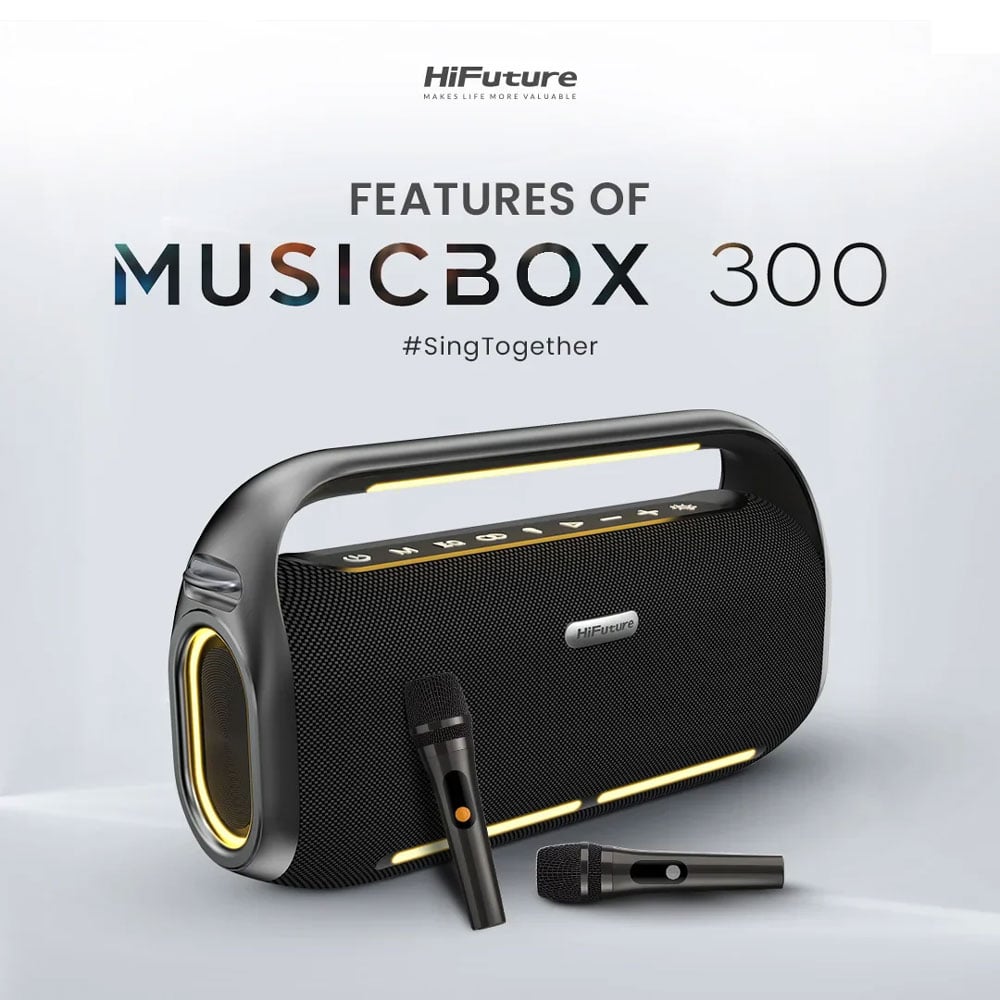 HiFuture MusicBox 300 – Loa Karaoke Di Động (150W) Kèm 2 Micro