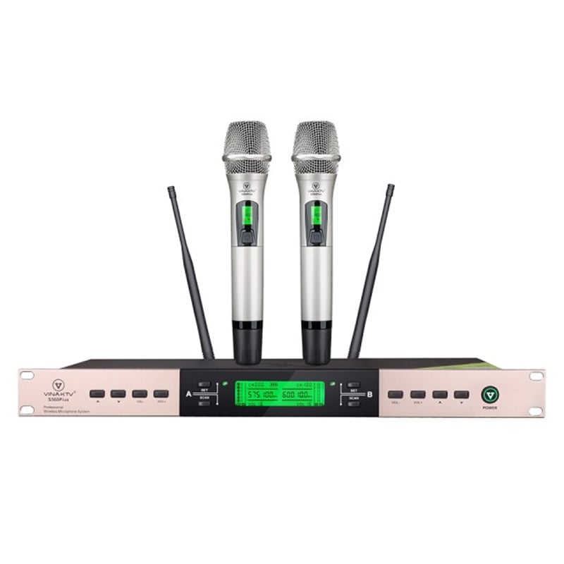Ảnh minh họa Micro không dây VinaKTV S500 Plus, Cảm Biến Tự Ngắt, Có Khả Năng Dò Sóng Sạch 1