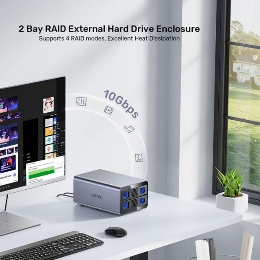 Ảnh minh họa Hộp đựng ổ cứng gắn ngoài Type-C RAID Bay UNITEK S1308C01-EU 1