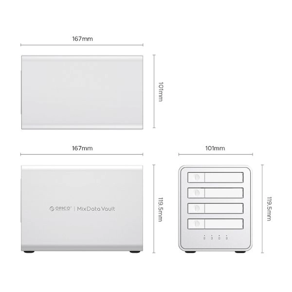 Ảnh minh họa Hộp Đựng Ổ Cứng M.2 4 Khe Cắm NVME USB-C ORICO 8848U4-EU-SV-BP 1