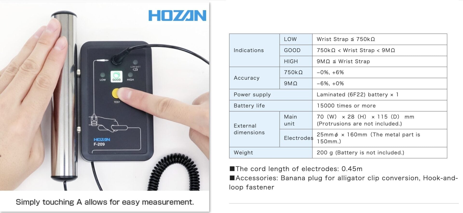 Ảnh minh họa HOZAN F-209 thiết bị kiểm tra điện trở chức năng dây đeo cổ tay 2