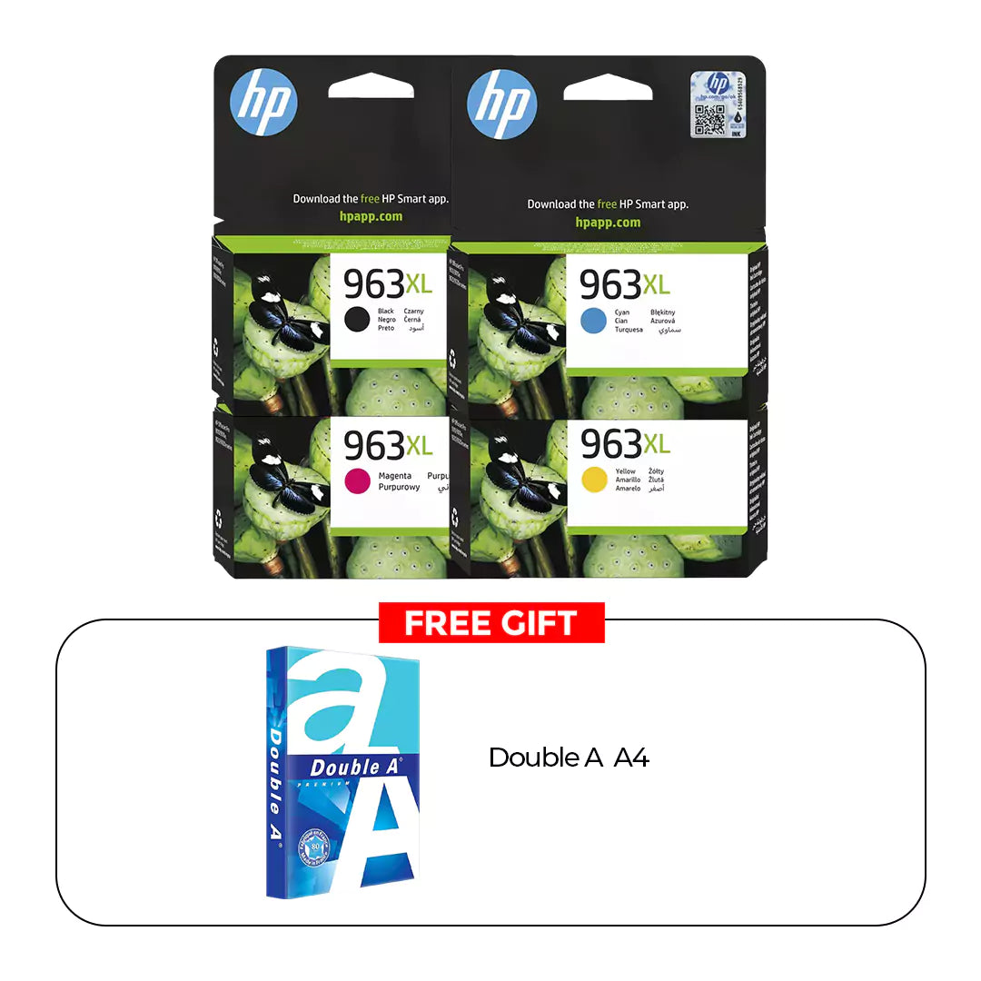 HP 963XL Bộ đầy đủ hộp mực + Tặng kèm Double A4