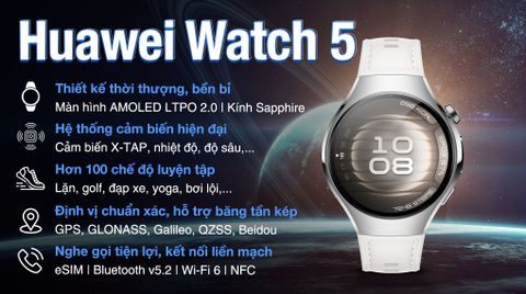 Huawei Watch 5 42mm viền thép dây composite