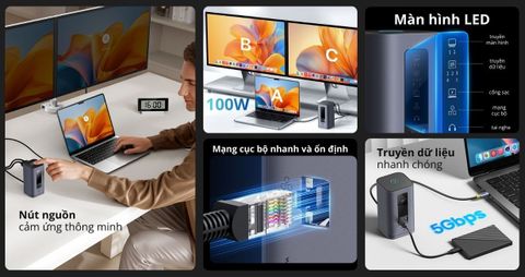 Hub chuyển đổi Baseus Spacemate Series 10 in 1 dùng cho Mac