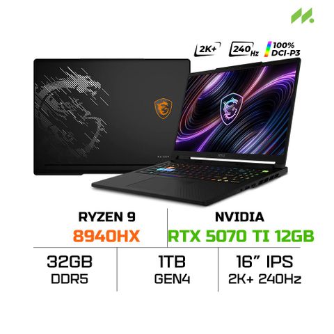 Laptop MSI Raider A16 HX B8WH-031VN (Ryzen 9 8940HX/RTX 5070 Ti 12GB)