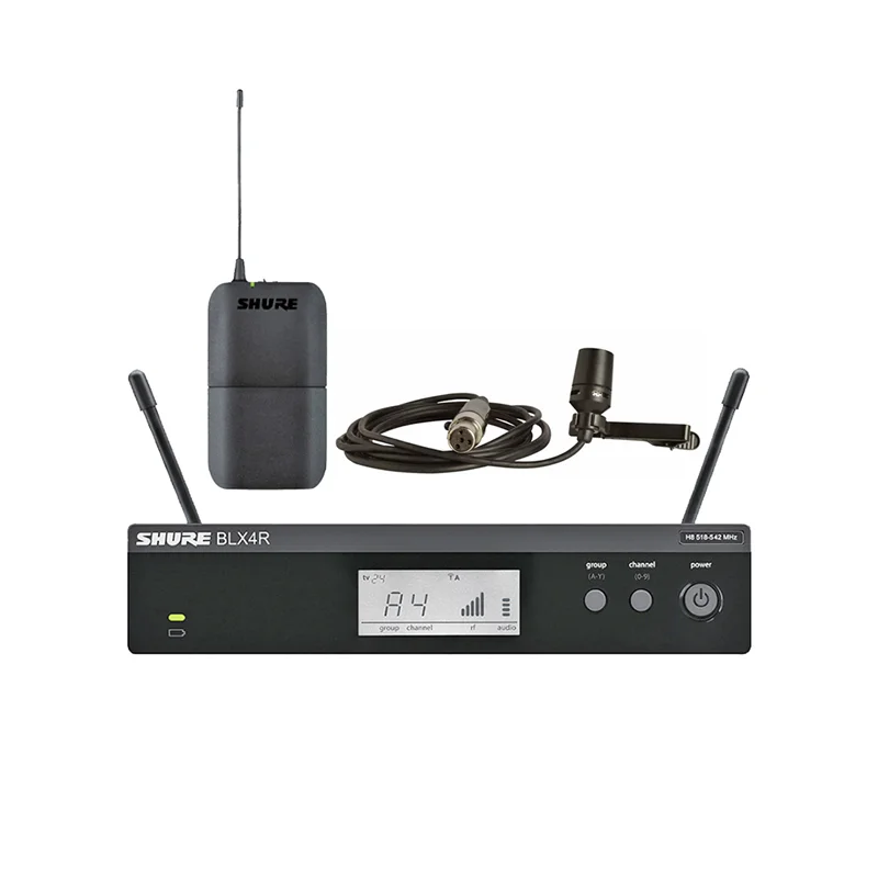 Bộ thu và phát kèm micro cài áo Shure BLX14RA/CVL, không dây UHF, kênh đơn, QuickScan, pin 14 giờ, XLR