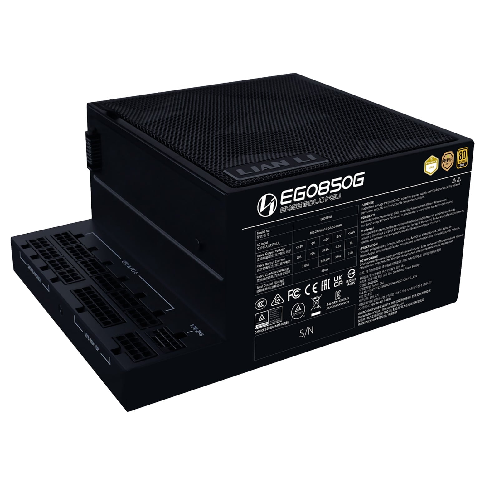 Nguồn máy tính LianLi EDGE 850W Gold V2 (PSULLEG0850C.B000.EU) | 80 Plus Gold, Full Modular, Đen