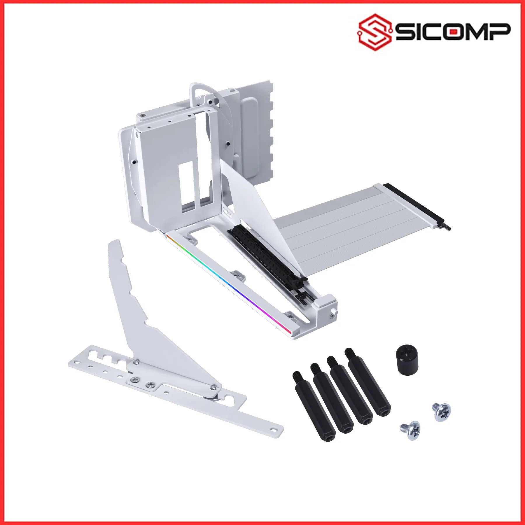 Ảnh minh họa BỘ DỰNG ĐỨNG VGA LIAN LI MULTI DIRECTIONAL VERTICAL GPU BRACKET MÀU TRẮNG KÈM PCIE 5.0 1