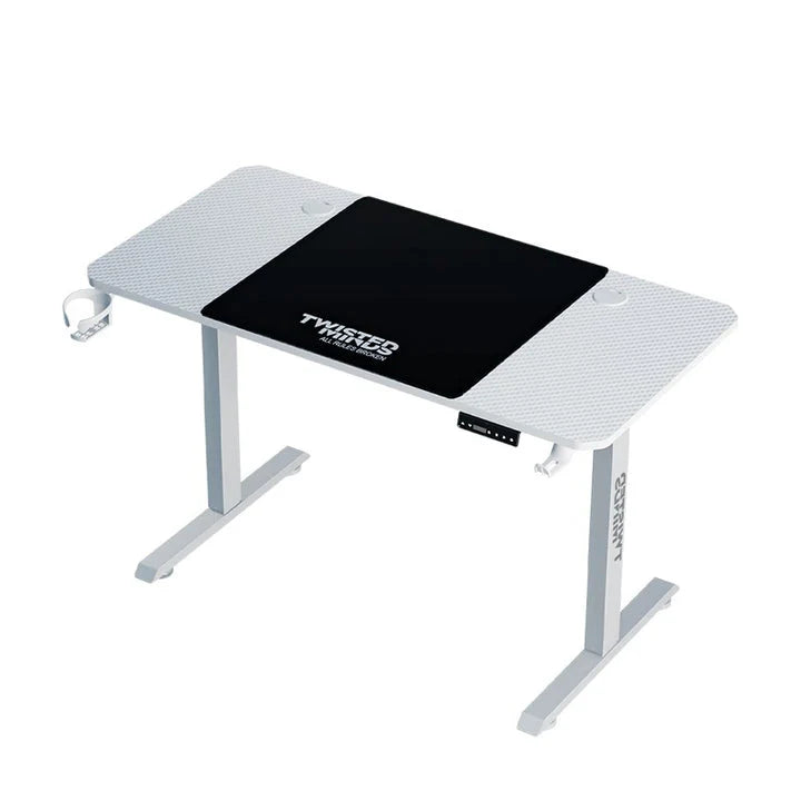 Twisted Minds Paradox 120x60cm Bàn Gaming điều chỉnh độ cao kèm khay đựng cốc, móc tai nghe và tấm lót chuột - Trắng