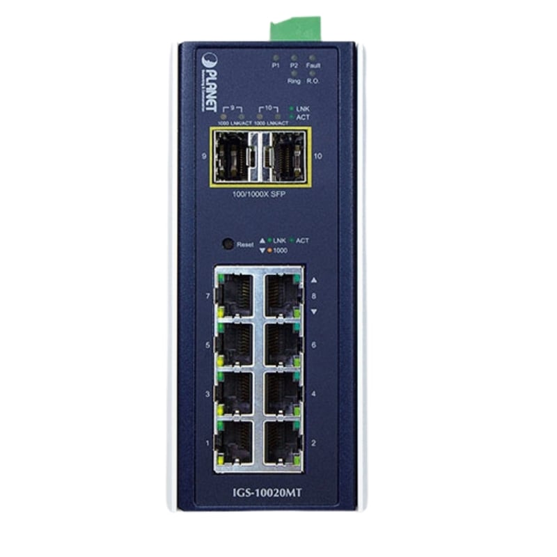 Ảnh minh họa IGS-10020MT, Switch công nghiệp 8 cổng ethernet Planet 1