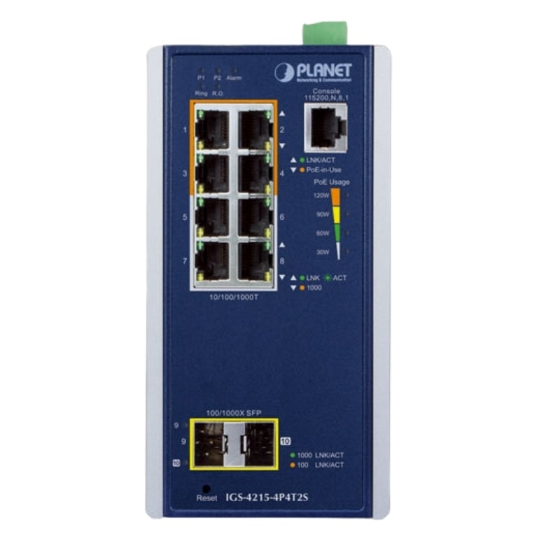 Ảnh minh họa IGS-4215-4P4T2S, switch công nghiệp 8 cổng ethernet Planet 1