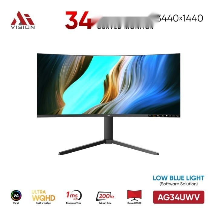 Ảnh minh họa Màn hình Gaming 2K Aivision AG34UWV | 34 inch, UWQHD, VA, 200Hz, 1ms OD, Cong R1500, Đen 1