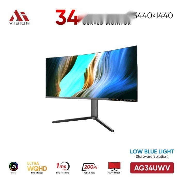 Ảnh minh họa Màn hình Gaming 2K Aivision AG34UWV | 34 inch, UWQHD, VA, 200Hz, 1ms OD, Cong R1500, Đen 2