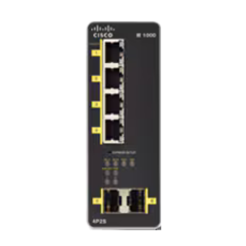 Switch Cisco IE-1000-4P2S-LM, 4 PoE/PoE+ Fast Ethernet downlinks and 2 Gigabit Ethernet (GE) Small Form-Factor Pluggable (SFP) uplinks
