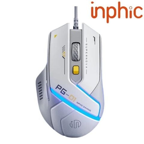 Chuột gaming có dây INPHIC PG1 Trắng RGB Wired 12800 DPI 78g