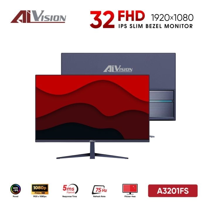 Ảnh minh họa Màn hình Văn phòng AI Vision A3201FS | 31.5 inch, Full HD, 75Hz, ADS-IPS, HDMI, VGA, Flicker Free, Đen 3