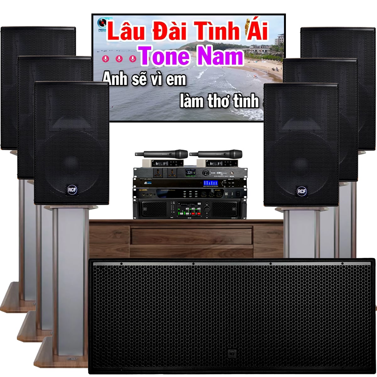 Dàn karaoke gia đình, biệt thự Vip RCF 06 (RCF C5212W MK3, XPS 16K, BPR-8600, RCF S29, dBTechnologies AC26N,…)