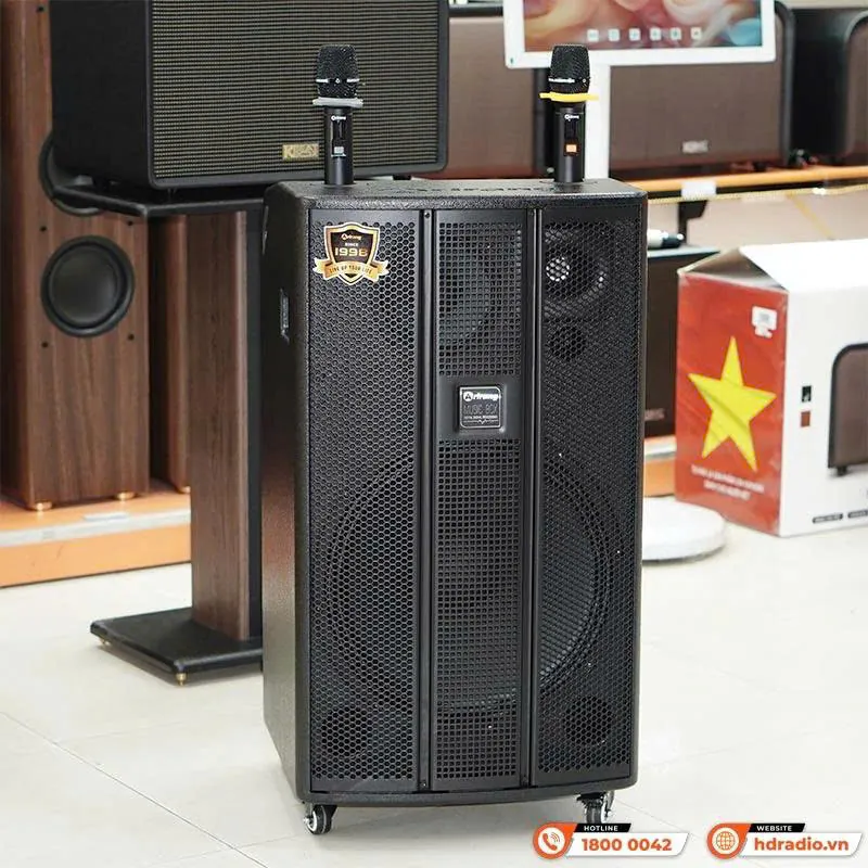 Ảnh minh họa Loa Arirang MK1 Max, Bass 40cm, Công suất 300W, Bluetooth 5.0, Kèm 2 tay micro 3
