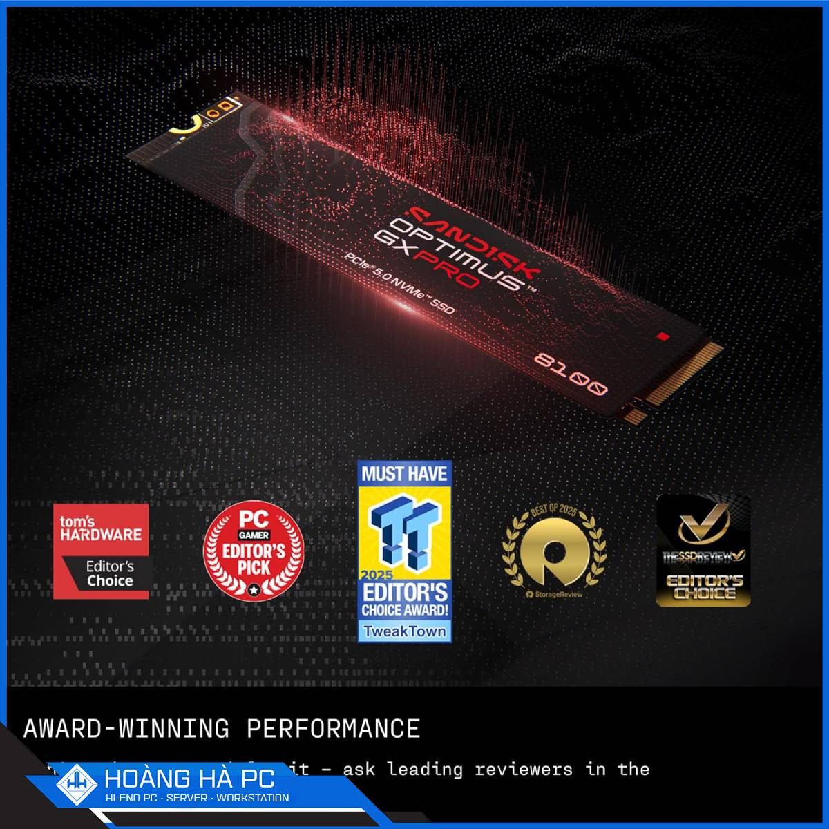 Ảnh minh họa Ổ cứng SSD Sandisk Optimus GX Pro 8100 2TB M.2 PCIe 5x4 (Đọc 14900MB/s - Ghi 14000MB/s) 3