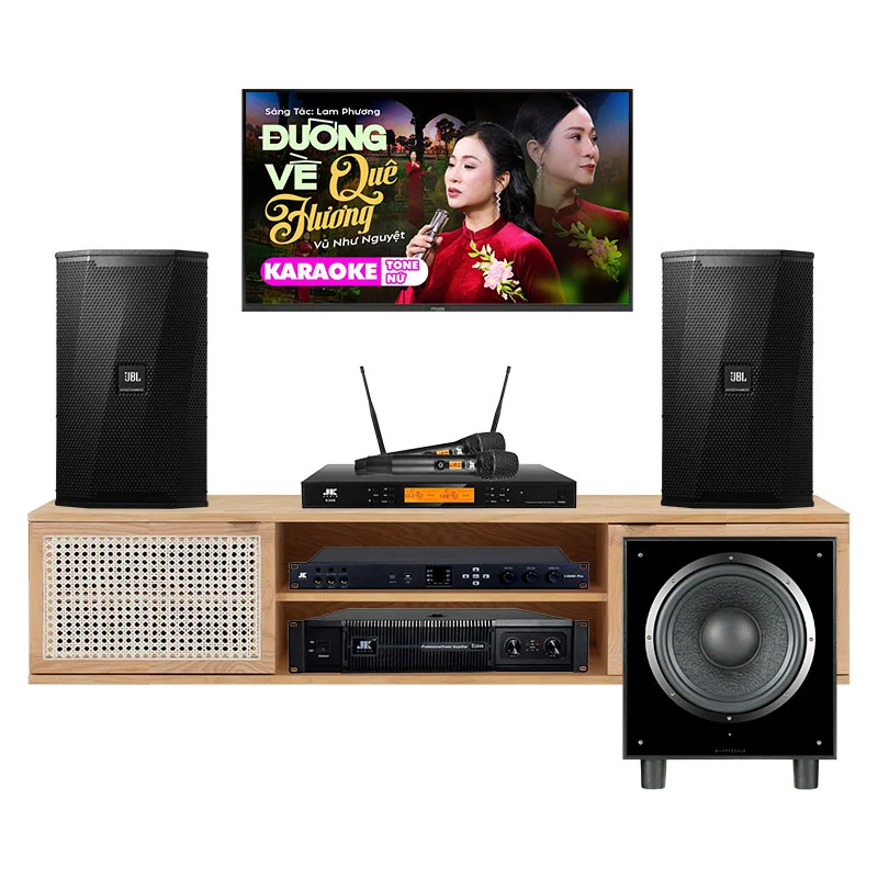 Dàn karaoke gia đình GD134 (JBL KPS2, JKaudio D2600, JKaudio X6000 Plus, JKaudio K500, Wharfedale SW12)