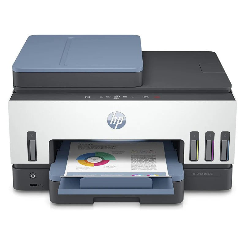 HP Smart Tank 795 AIO - 15ppm / 4800dpi / A4 / USB / LAN / Wi-Fi / FAX / Bluetooth / Máy in phun màu