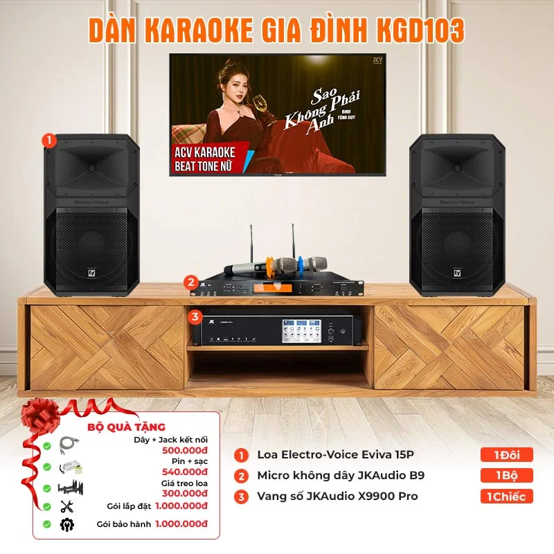 Ảnh minh họa Dàn karaoke gia đình KGD103 (Electro voice Eviva 15P, JKaudio X9900 Pro, B9) 1