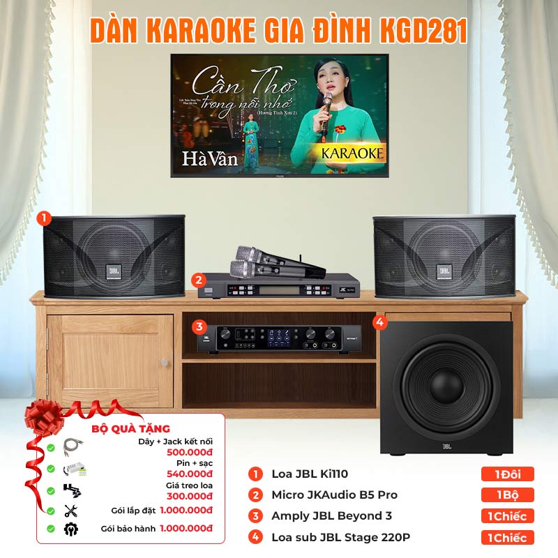 Ảnh minh họa Dàn karaoke gia đình KGD281 (JBL Ki110, Beyond 3, Stage 220P, JKaudio B5 Pro) 1