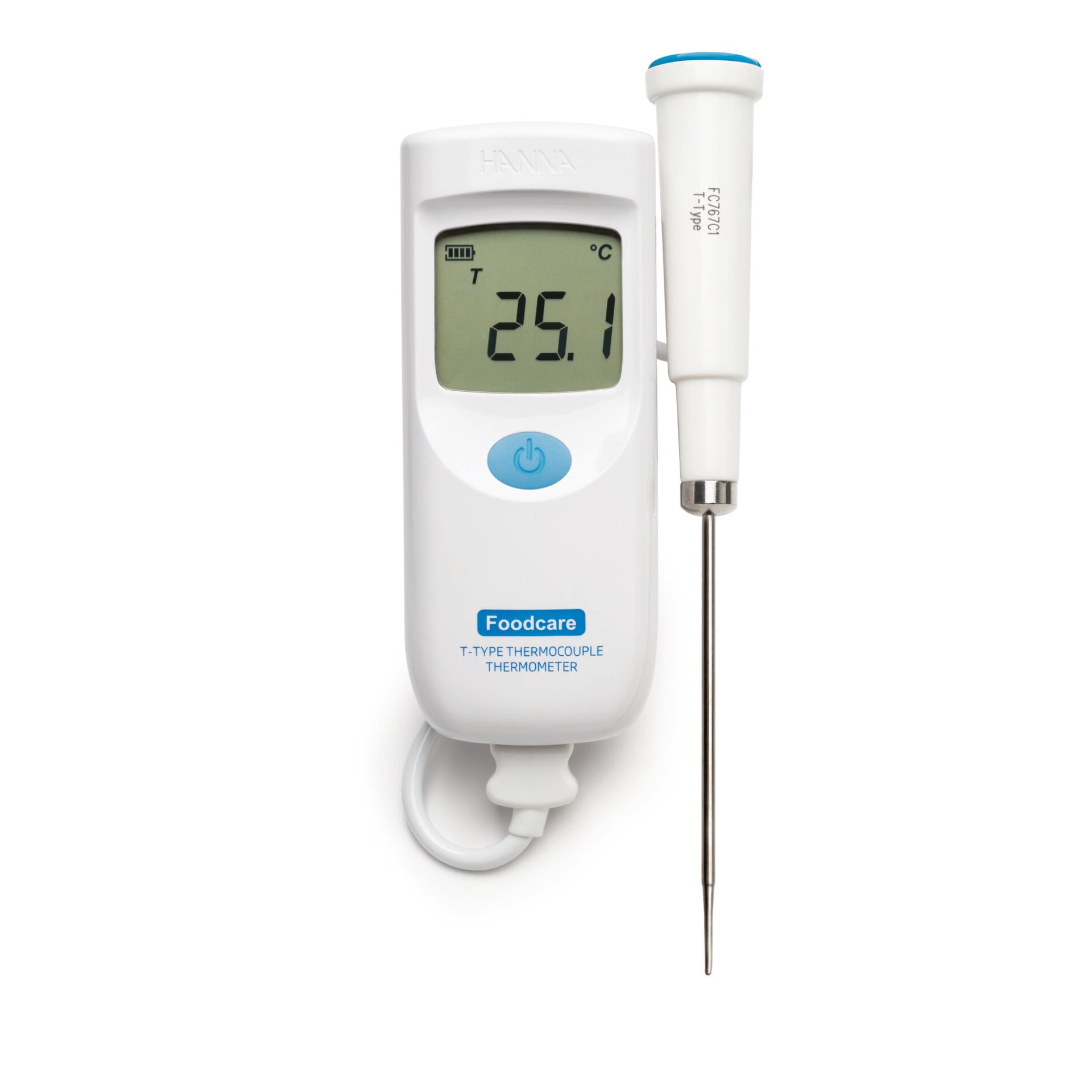 Máy Đo Nhiệt Độ Trong Thực Phẩm Đi Kèm Điện Cực Có Thể Tháo Rời FC767C1 Với Cổng Kết Nối Kiểu T HI9350041