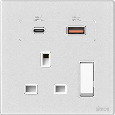 Module Ổ cắm 3 chấu chuẩn Anh kèm Sạc USB và TypeC Simon M7