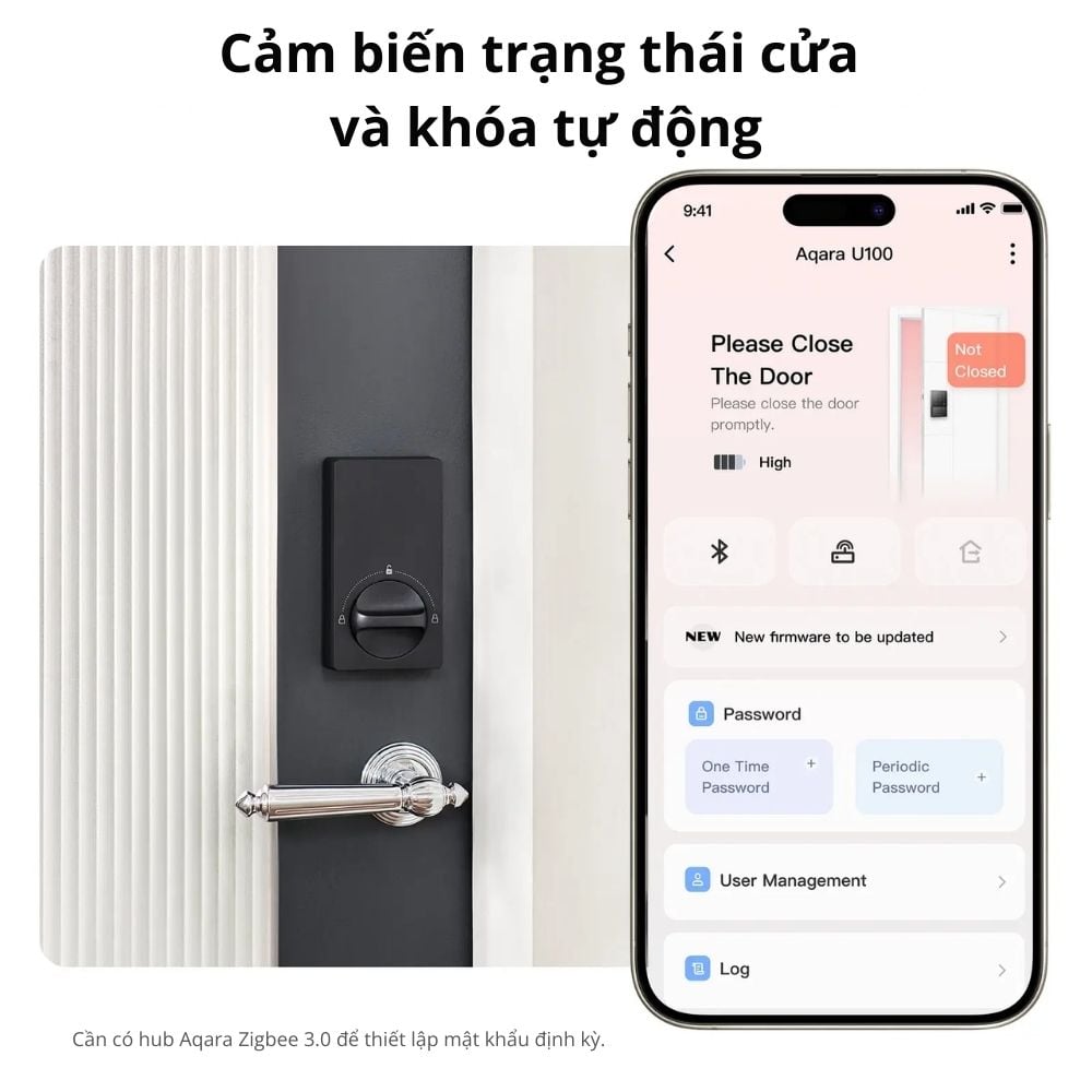 Ảnh minh họa Khóa cửa thông minh Aqara U50, có Matter, hỗ trợ HomeKey 3