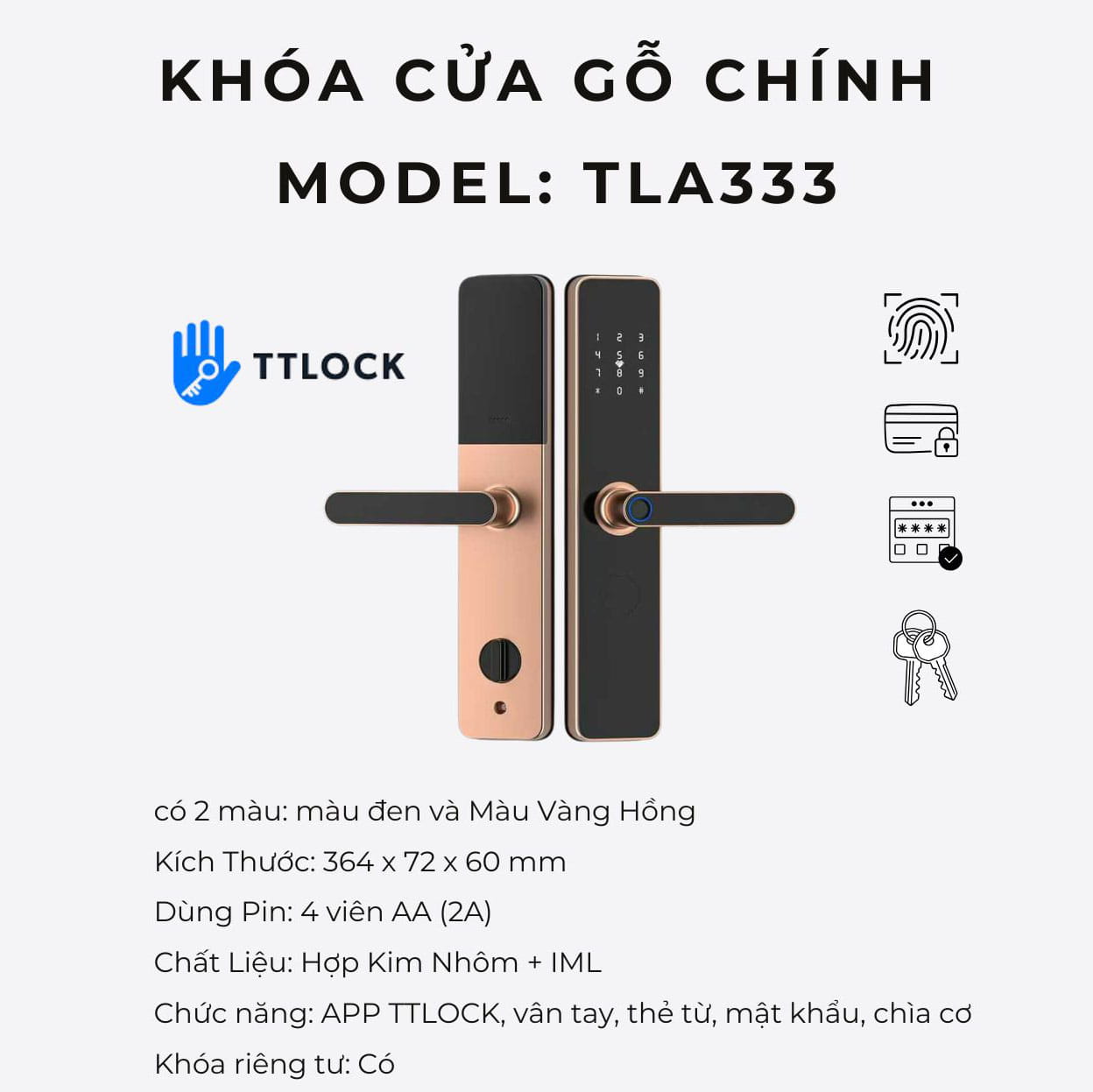 Ảnh minh họa Khoá thông minh TTLock TLA333 thay thế khoá cửa chính 1