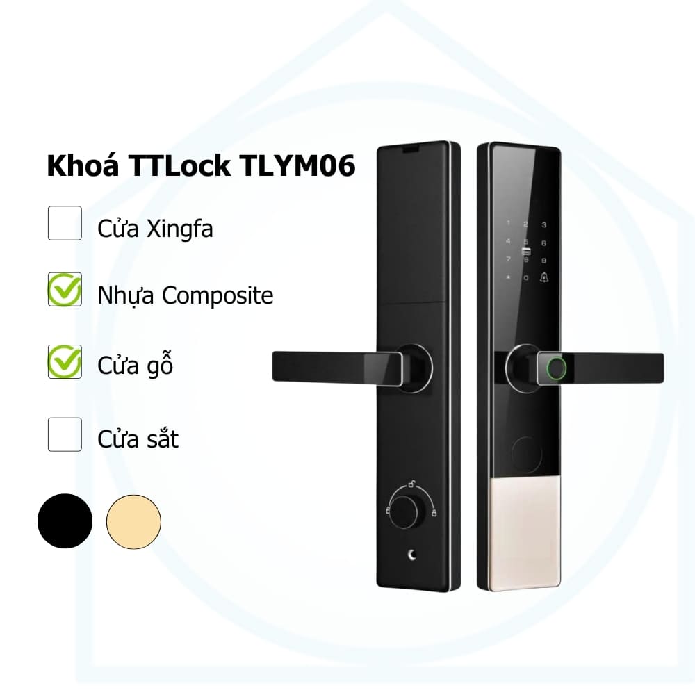 Khoá vân tay TTLock TLYM06 cho cửa gỗ, mặt kính cường lực