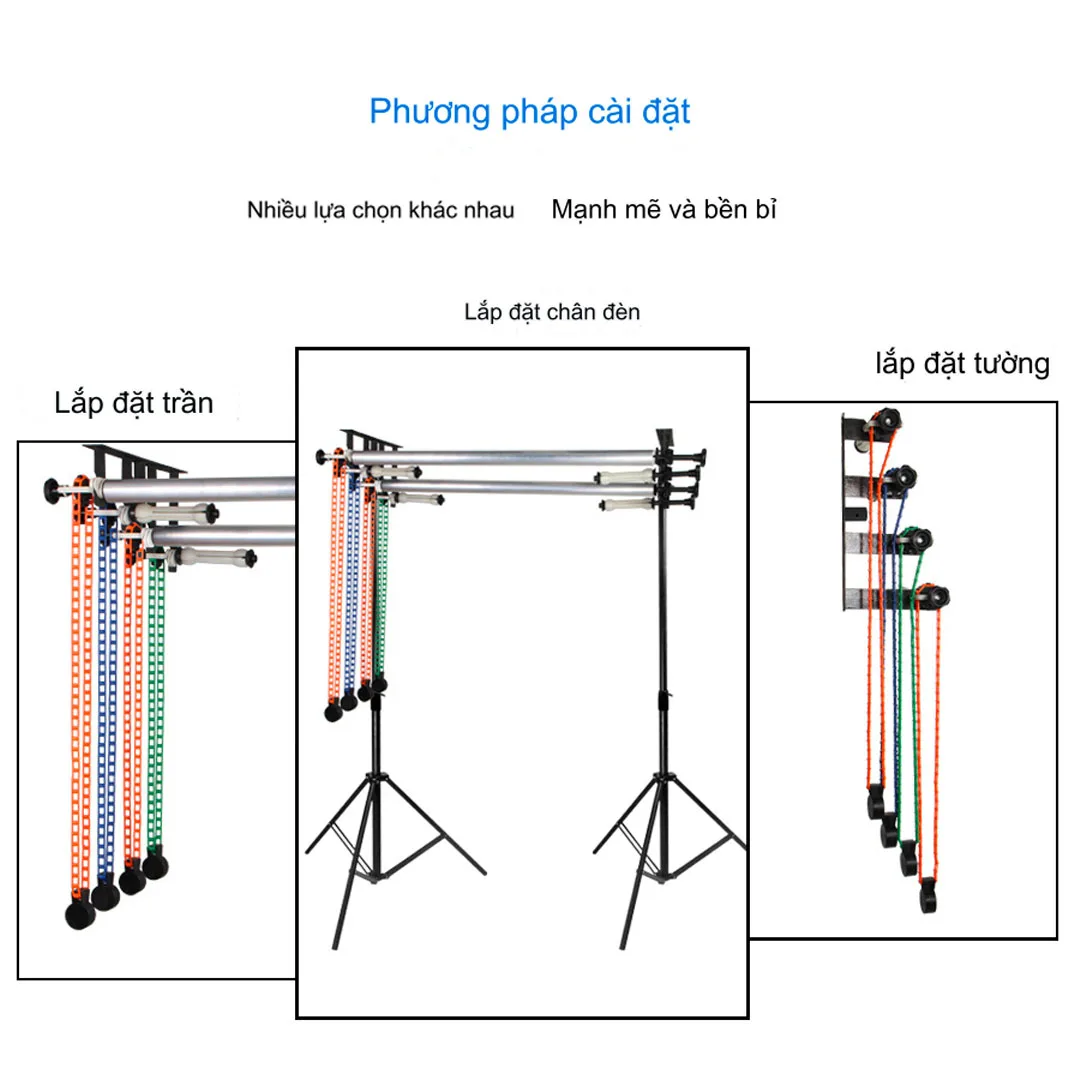 Ảnh minh họa Khung Treo 6 Phông Xích Tay Kèm Ống Nhôm 2