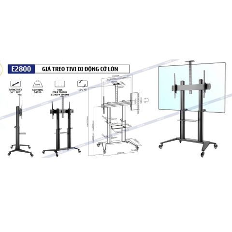 Khung treo tivi di động E2800 đen ( 55-120 inch )