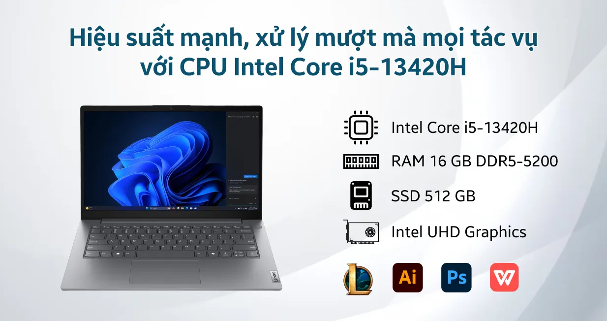 Ảnh minh họa Laptop Lenovo Lenovo V14 G5 IRL 83HD005JVN 1