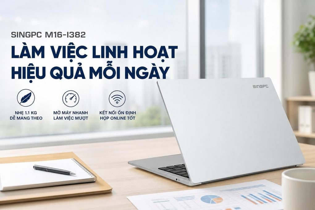 Ảnh minh họa Laptop SingPC M16-i382 (i3 1215U, 8GB, 256GB, WUXGA, Win11 Pro) 2