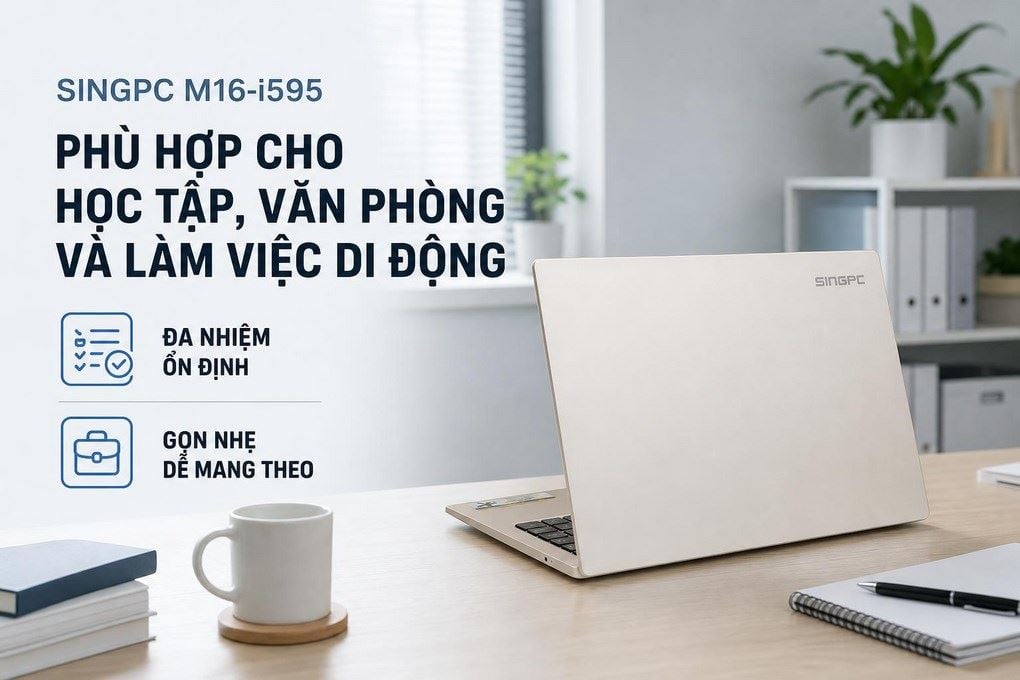 Ảnh minh họa Laptop SingPC M16-i595 (i5 1235U, 16GB, 512GB, WUXGA, Win11 Pro) 1