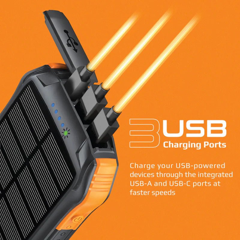 Ảnh minh họa PROMATE SolarTank-10PDQi Pin sạc dự phòng Rugged EcoLight 10000mAh / USB-A / USB-C 2