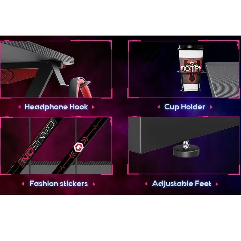 Ảnh minh họa Bàn gaming chữ L GAMEON Slayer I Series (GOSLAYERI), 129×129×74cm, mặt 80×46cm, móc tai nghe, Black 2