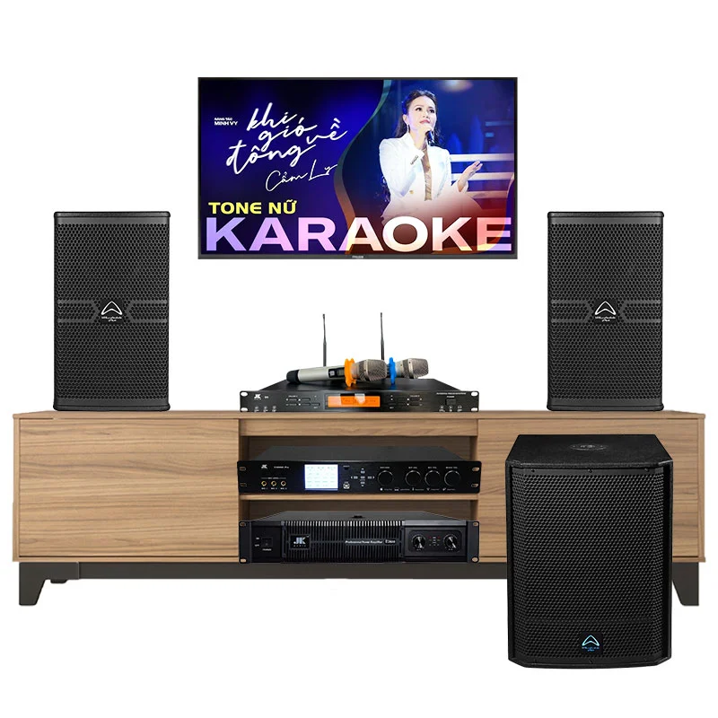 Dàn karaoke Wharfedale HDR116 (Wharfedale ANGLO E10, JKaudio D2600, X9000 Pro, JKAudio B9, Wharfedale T-SUB AX15B)