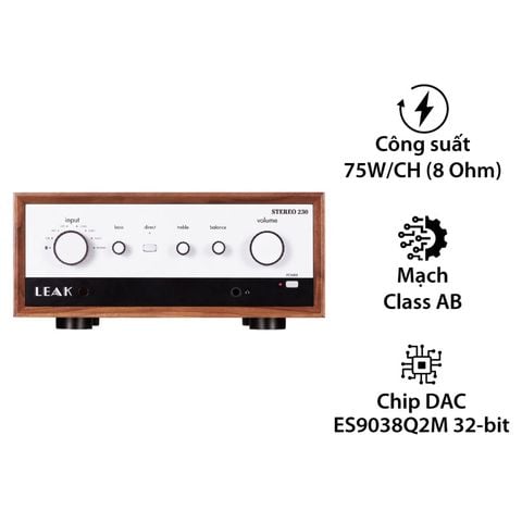 Amply Leak Stereo 230, Hỗ Trợ 2 Kênh, 75W/CH, Bluetooth, HDMI ARC, PC