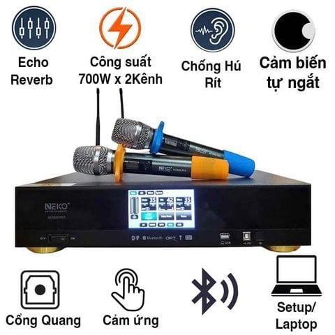 Đẩy liền vang mic Neko AK3900 Pro, 700W x 2 Kênh, Màn Hình Cảm Ứng