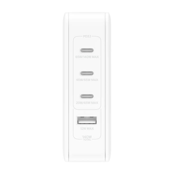 Ảnh minh họa Bộ sạc nhanh Belkin 140W GaN BOOST CHARGE Rockstar Triple USB-C and USB-A màu trắng 1